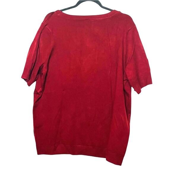 Modcloth Women's Sweater 3x Maroon Deep Scoop Neck Short Sleeve Knit Plus Size - Picture 4 of 7
